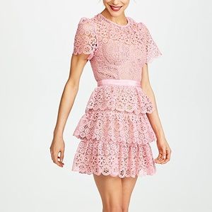 Self Portrait Tiered Lace Mini Dress
